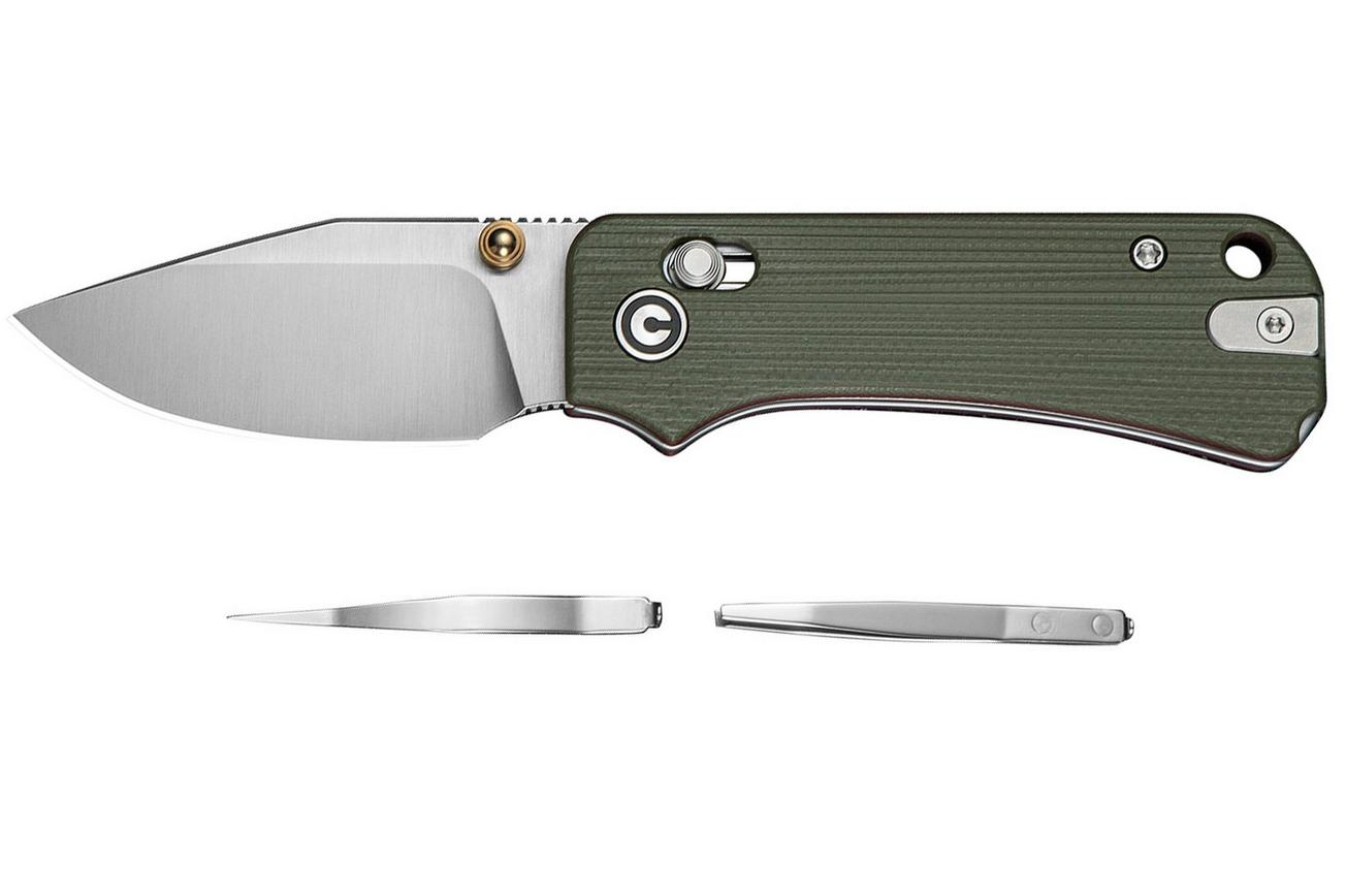Civivi Baby Banter 2 - TG C24074-1, Satin 14C28N, Milled Green/Red G10, Tweezers and Toothpick, zakmes