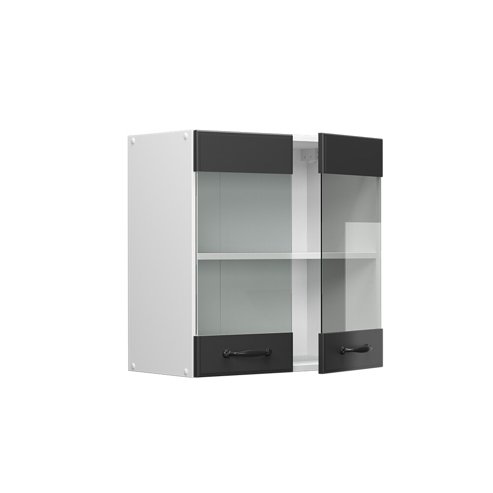 Vicco Hängeglasschrank Küchenschrank Küchenzeile R-Line Landhaus 60 cm Weiß Anthrazit Tür Fächer