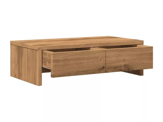 Support de moniteur et tiroirs chêne artisanal bois ingénierie