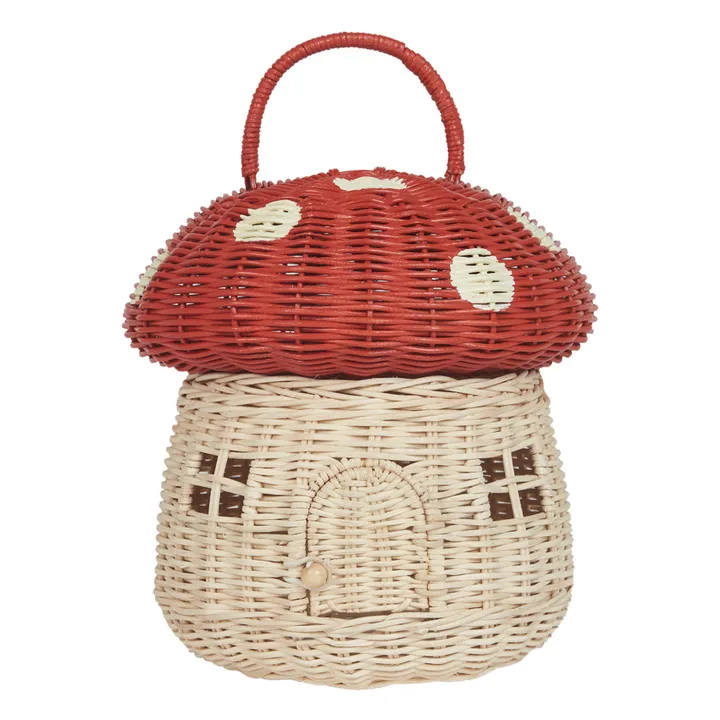 Olli Ella Panier Champignon en rotin | Rouge