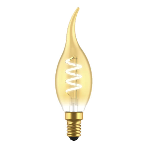 Blokker LED Kaars Gebogen Tip C35 3W - E14 - Spiraal Goud - Dimbaar