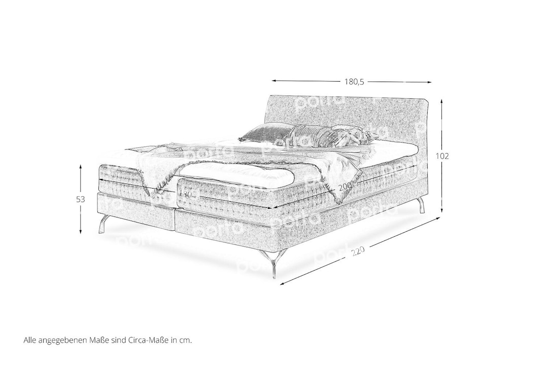 MONDO Boxspringbett SENTA 180 x 200 cm Anouk Silver