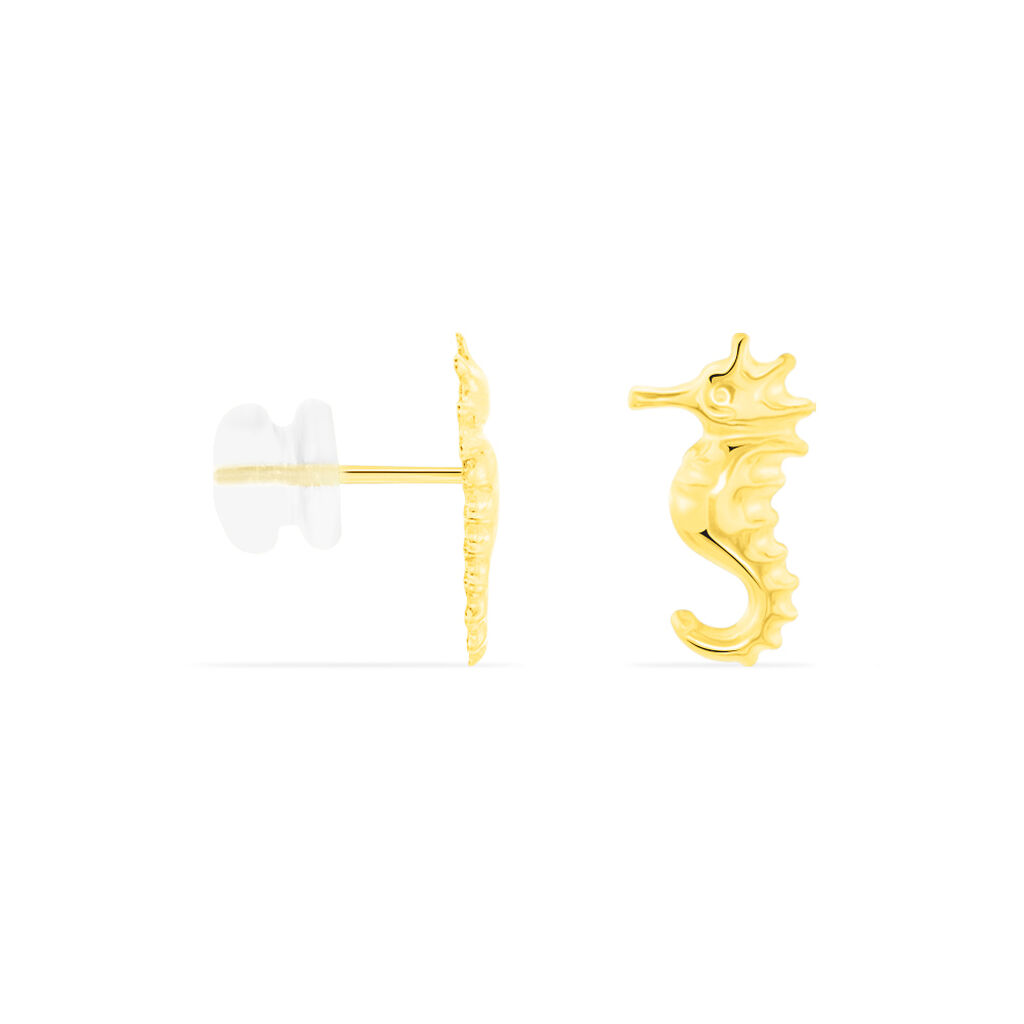 Boucles D'oreilles Puces Ambrosie Hippocampe Or Jaune
