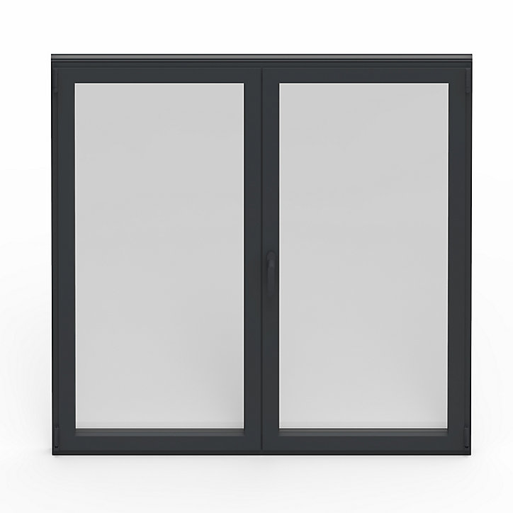 Fenêtre alu 2 vantaux oscillo-battant GoodHome gris - l.100 x h.155 cm