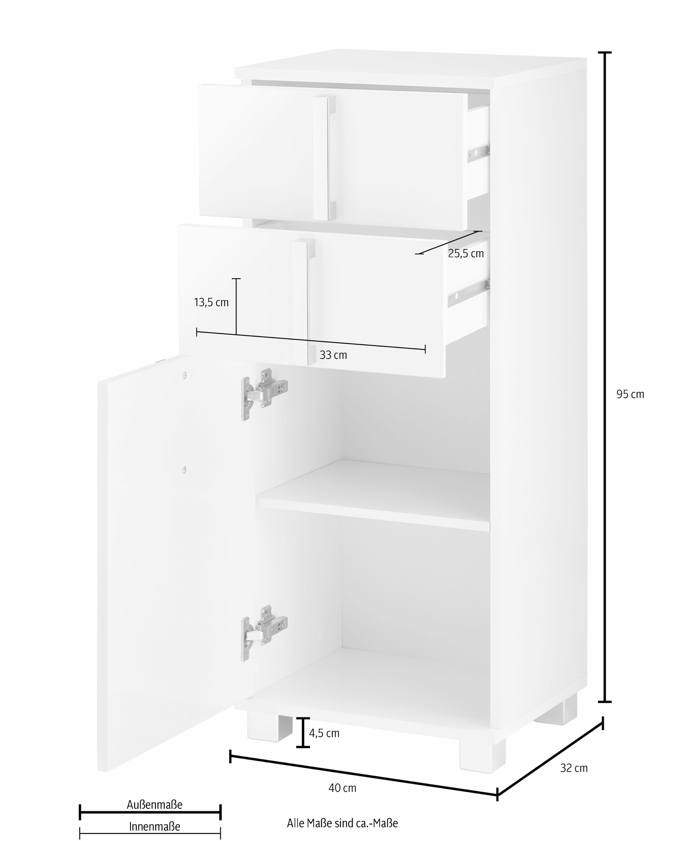 Schildmeyer Unterschrank »Kampen made in Germany« Breite 40 cm, mit Metallgriffen, Tür mit Soft-Close-Funktion