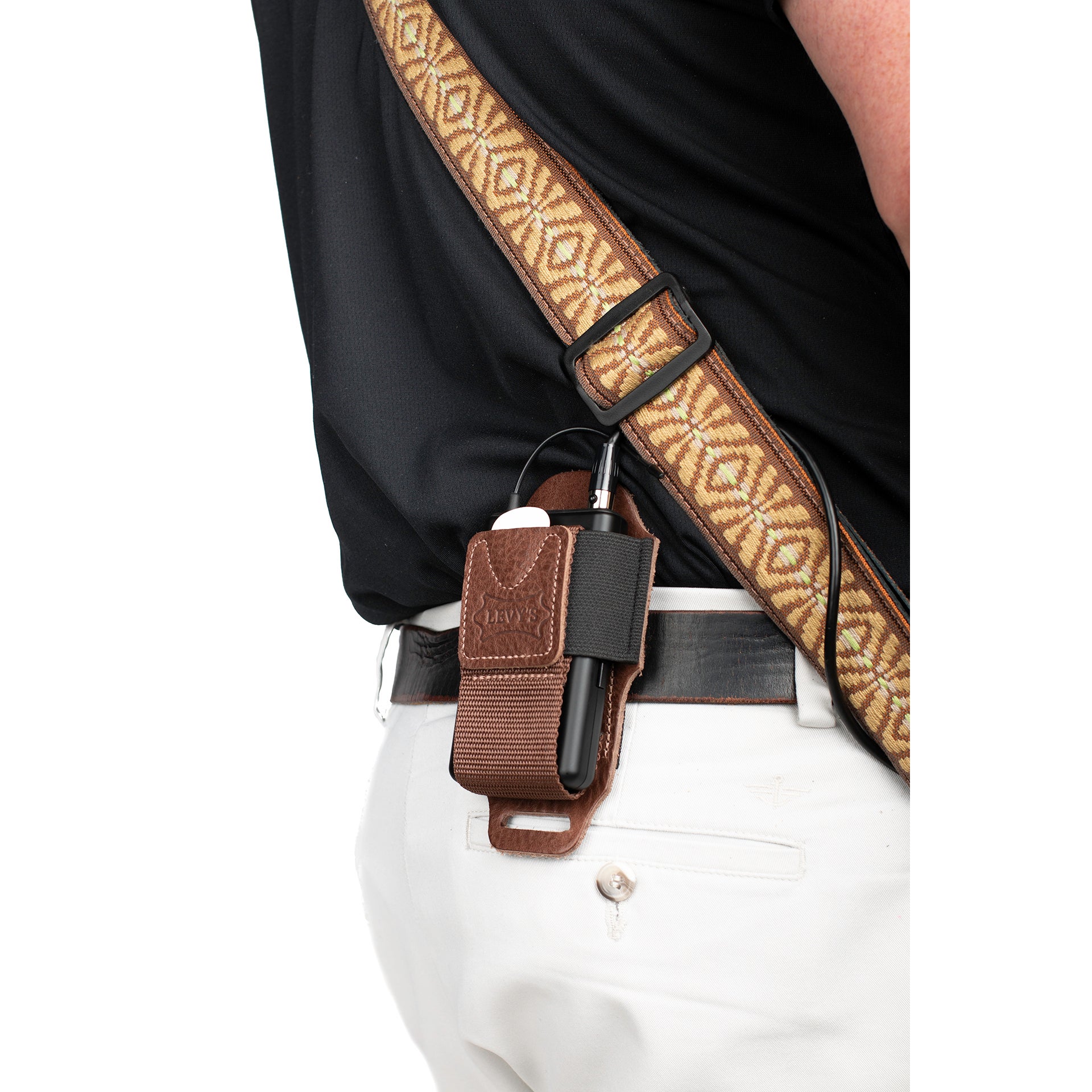 Levys Leathers MM14-BRN lederen houder voor draadloze zender - bruin
