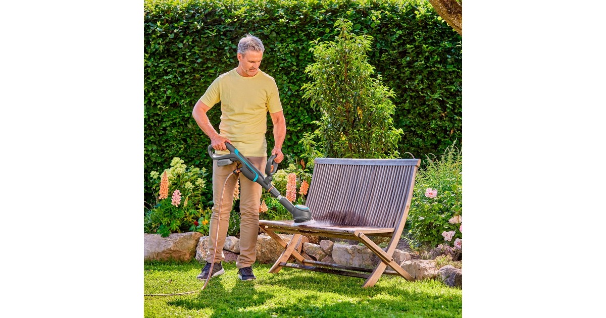 GARDENAAquaBrush Compact accu-multireiniger 02/18V P4A Solo vloerreiniger  (Grijs/turquoise, 14840-55, POWER FOR ALL ALLIANCE, accu en lader niet inbegrepen)