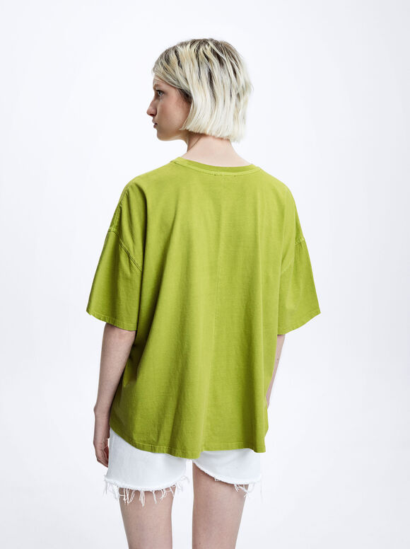 Camiseta de algodão com bolso - Verde