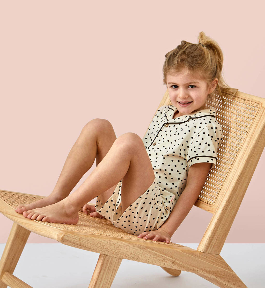 Little Label shortama met stippen van katoen ecru/zwart
