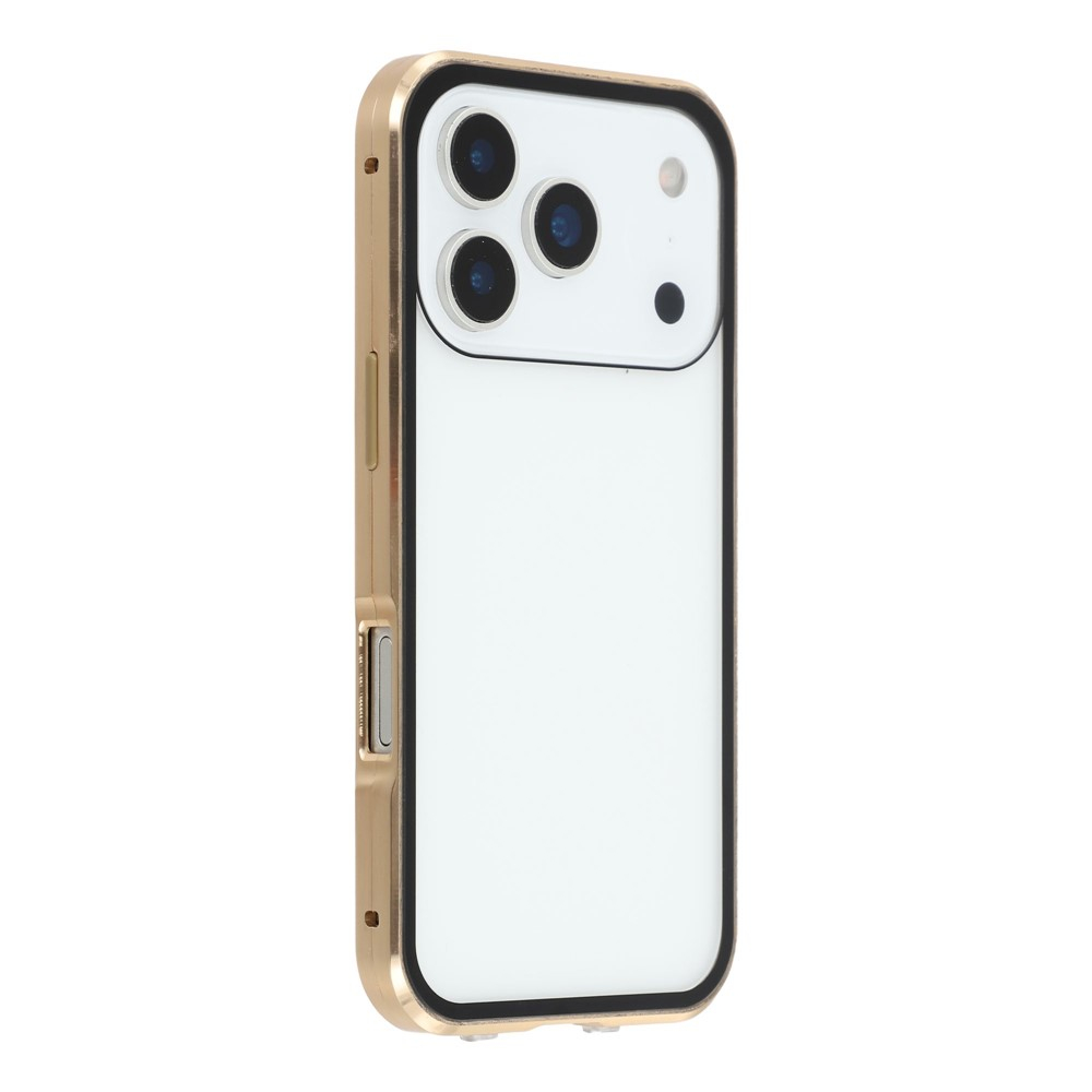 iPhone 17 Pro Max Magnetische Alu Schutzhülle mit Panzer Glas Backcover   Displayschutz (Magnet-Technologie) - Gold