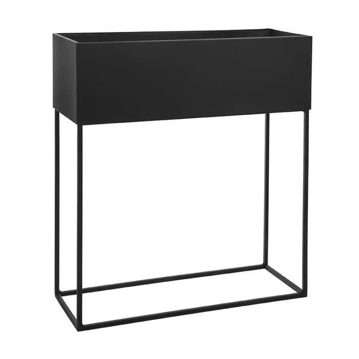 JARDINIERE RECTANGLE METAL NOIR H.50CM