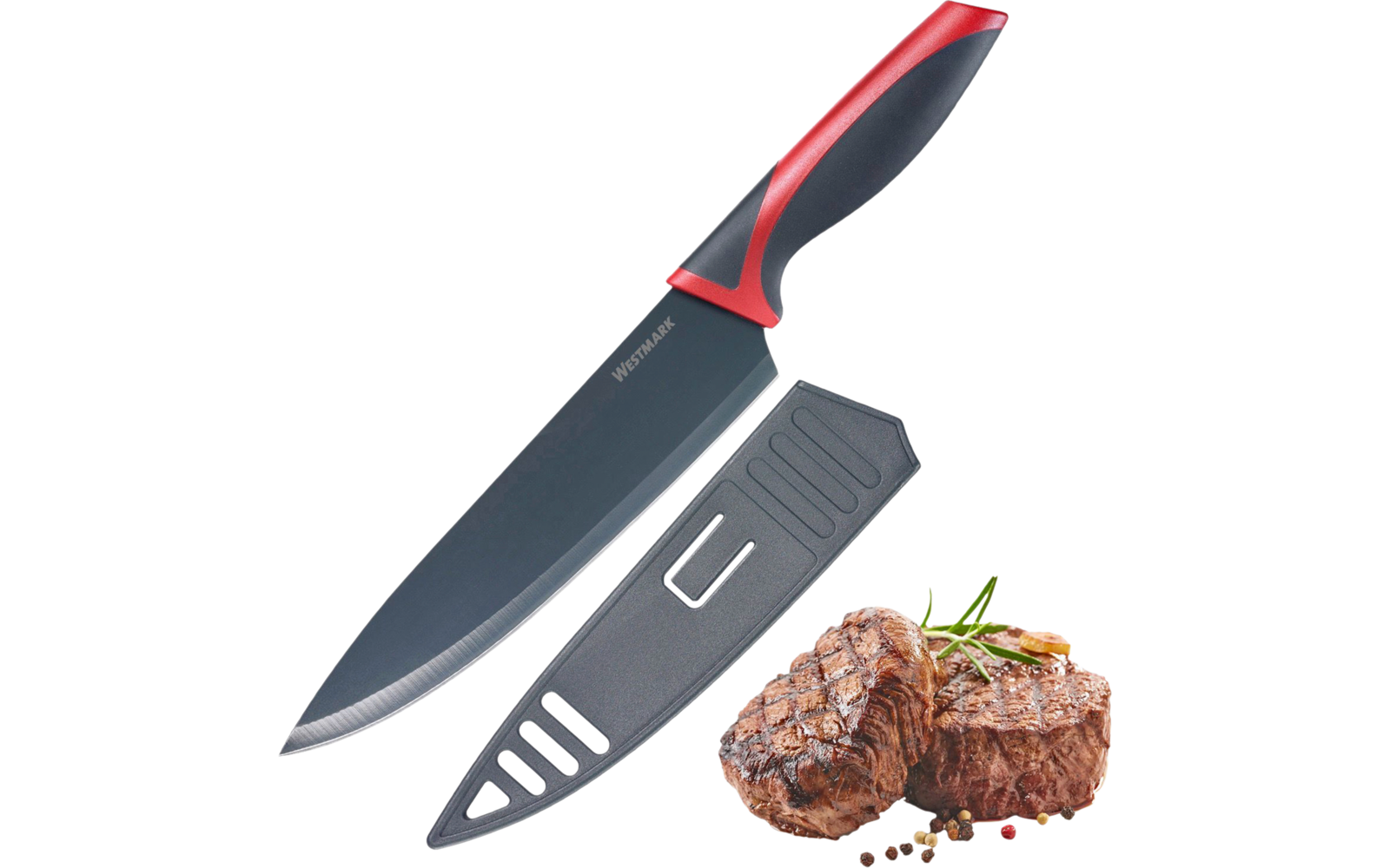 Westmark Chefmesser Klinge 20 cm schwarz/rot