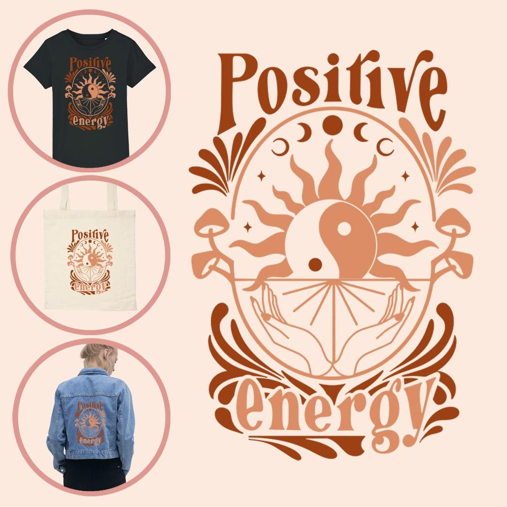 Kleding transfer Positive Energy bruin