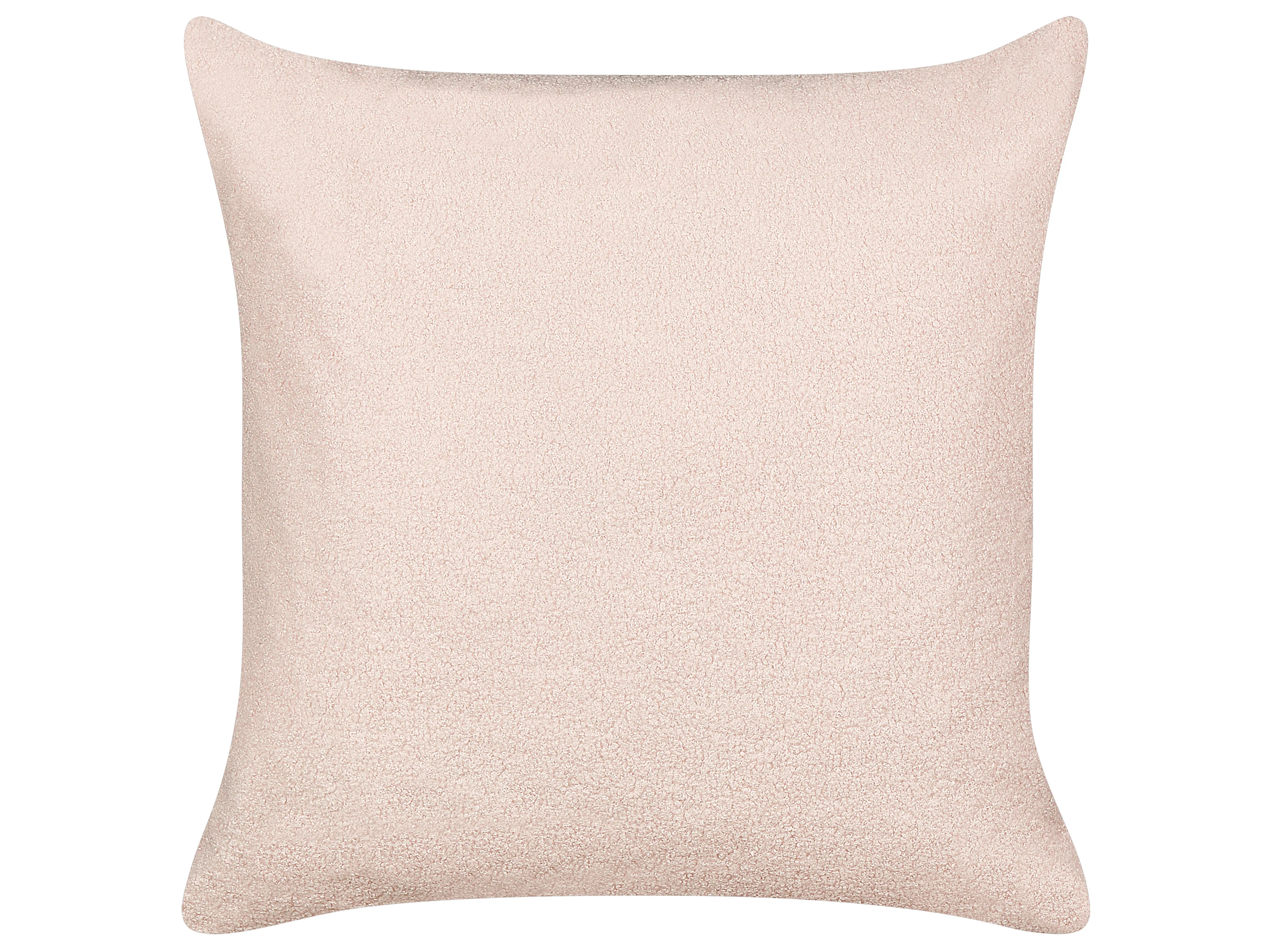 Set van 2 sierkussens LEUZEA Bouclé 60 x 60 cm Pastelroze effen