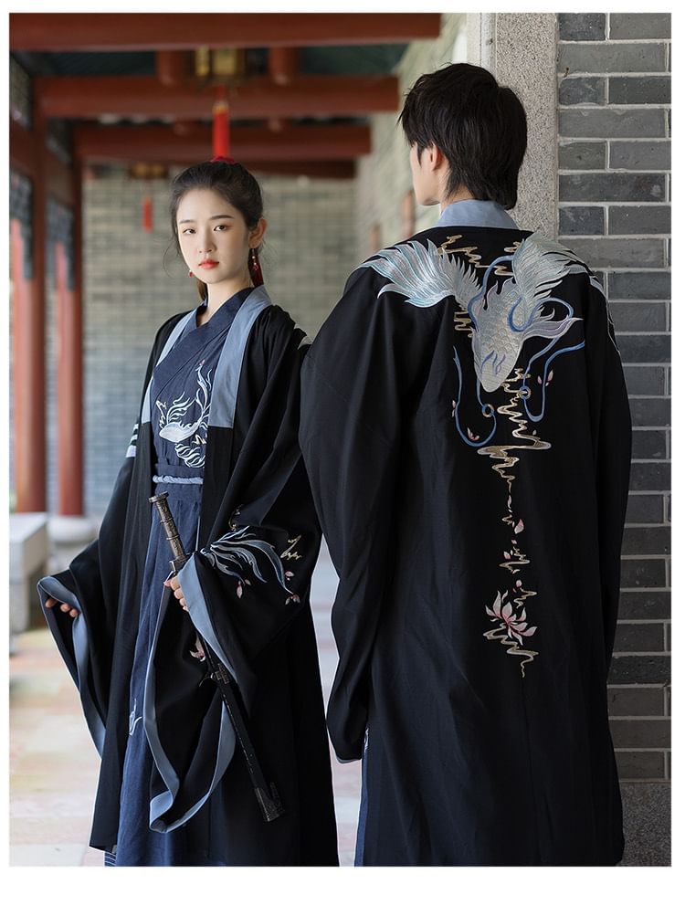Pinocle - Bijpassende Hanfu-top met lange mouwen en borduurwerk, set