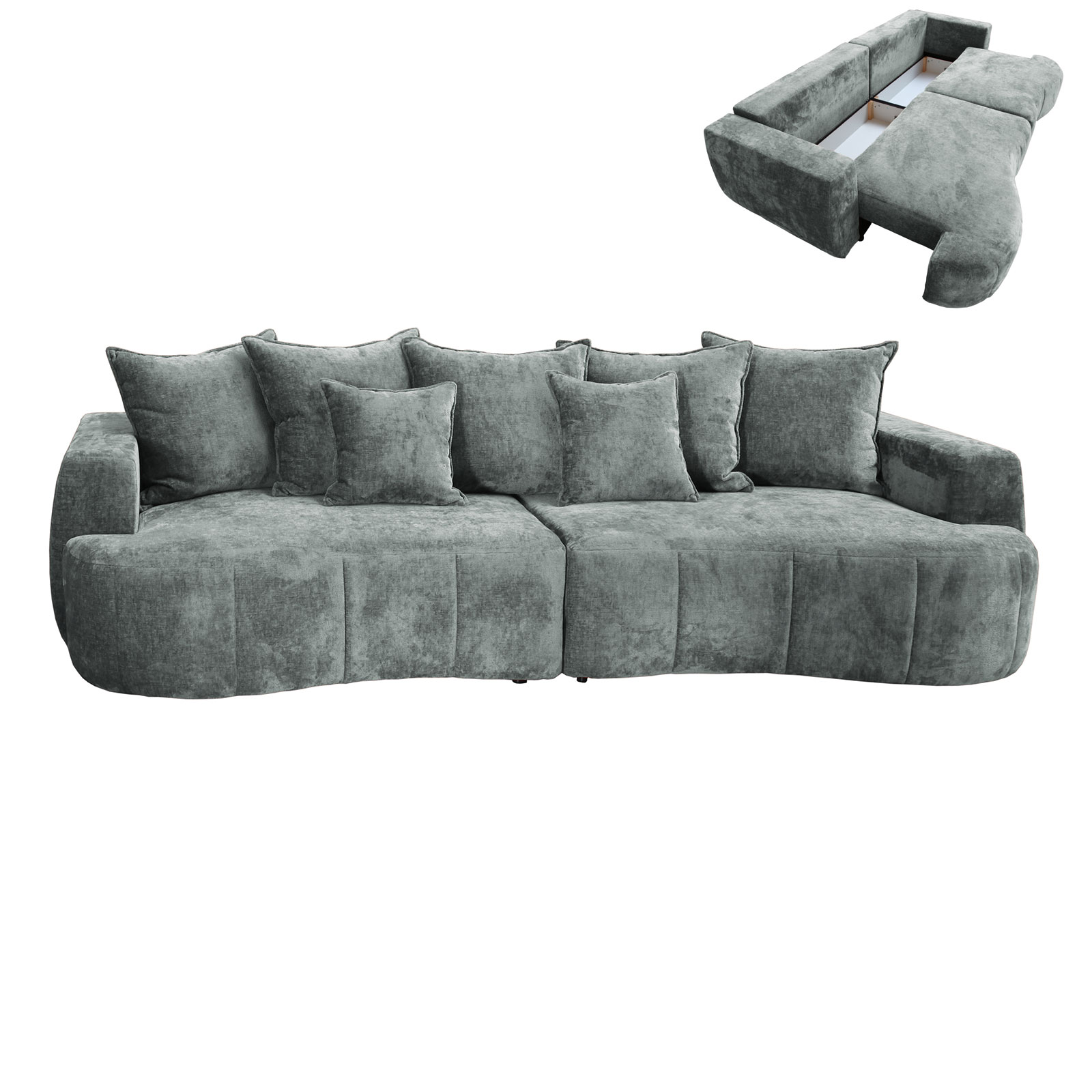 Big Sofa - hellgrau - Boxspringfederung - 292 cm