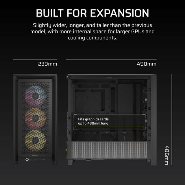 Corsair FRAME 4000D RS ARGB Mid-Tower PC-kabinet (sort)
