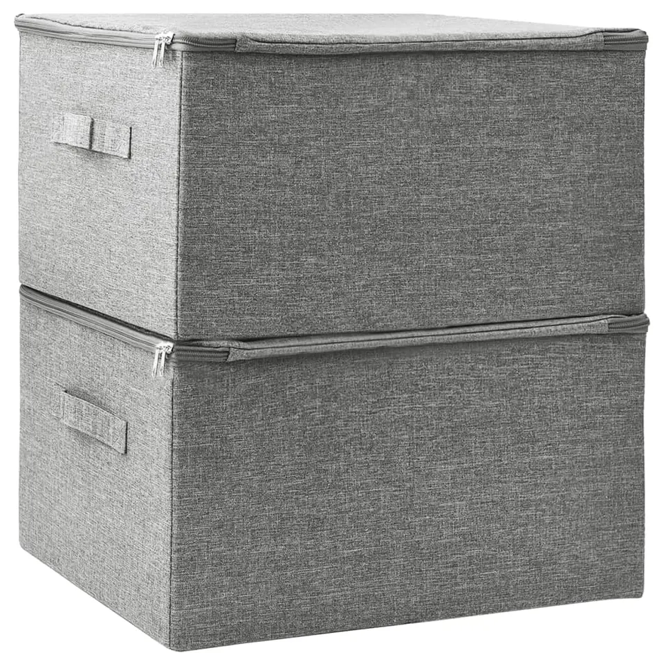 vidaXL - Opbergbox Opbergboxen - Grijs - Stof - 2 stuks