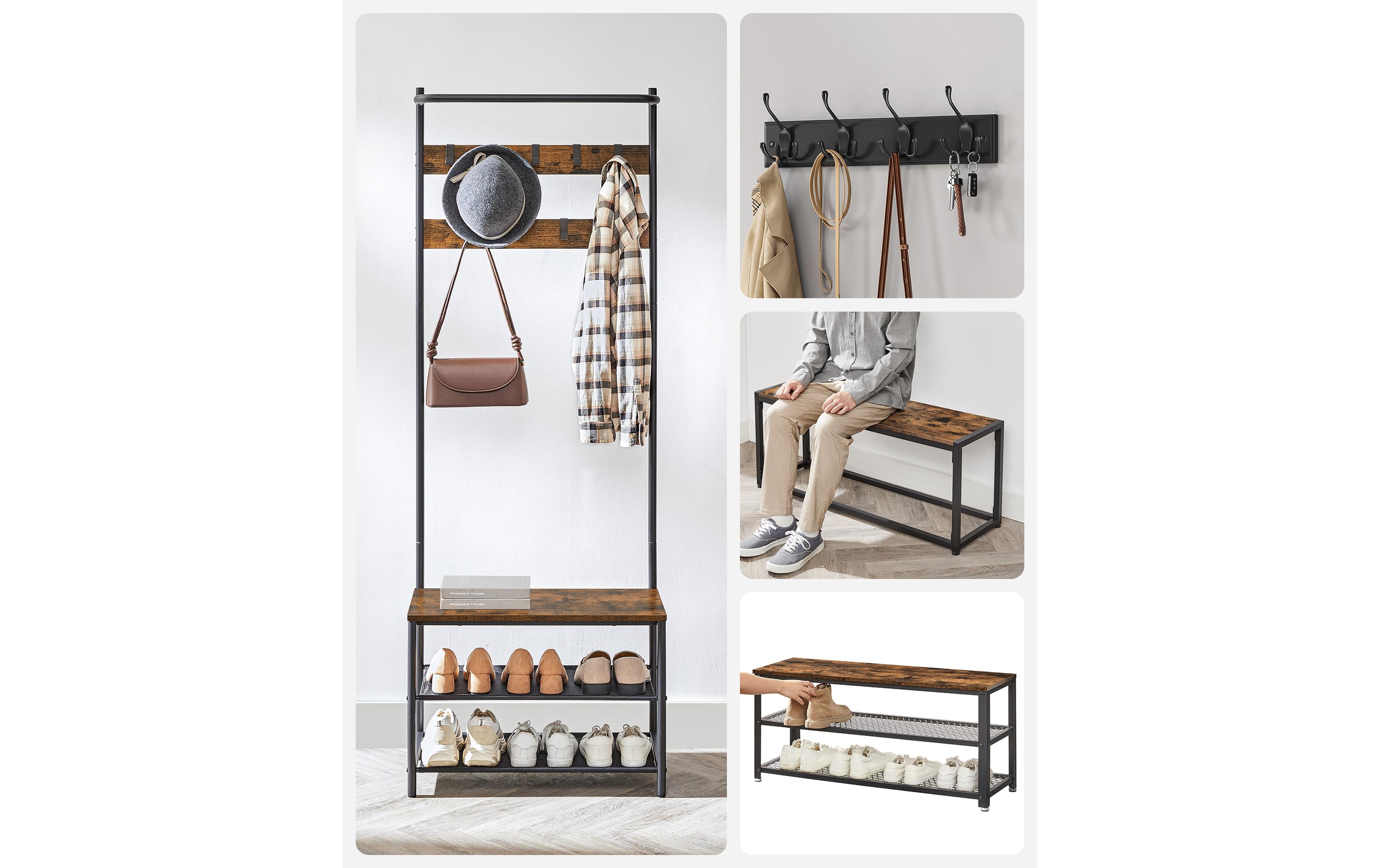 Garderobe 32.2 x 64 x 180 cm, Braun/SchwarzKleiderständer