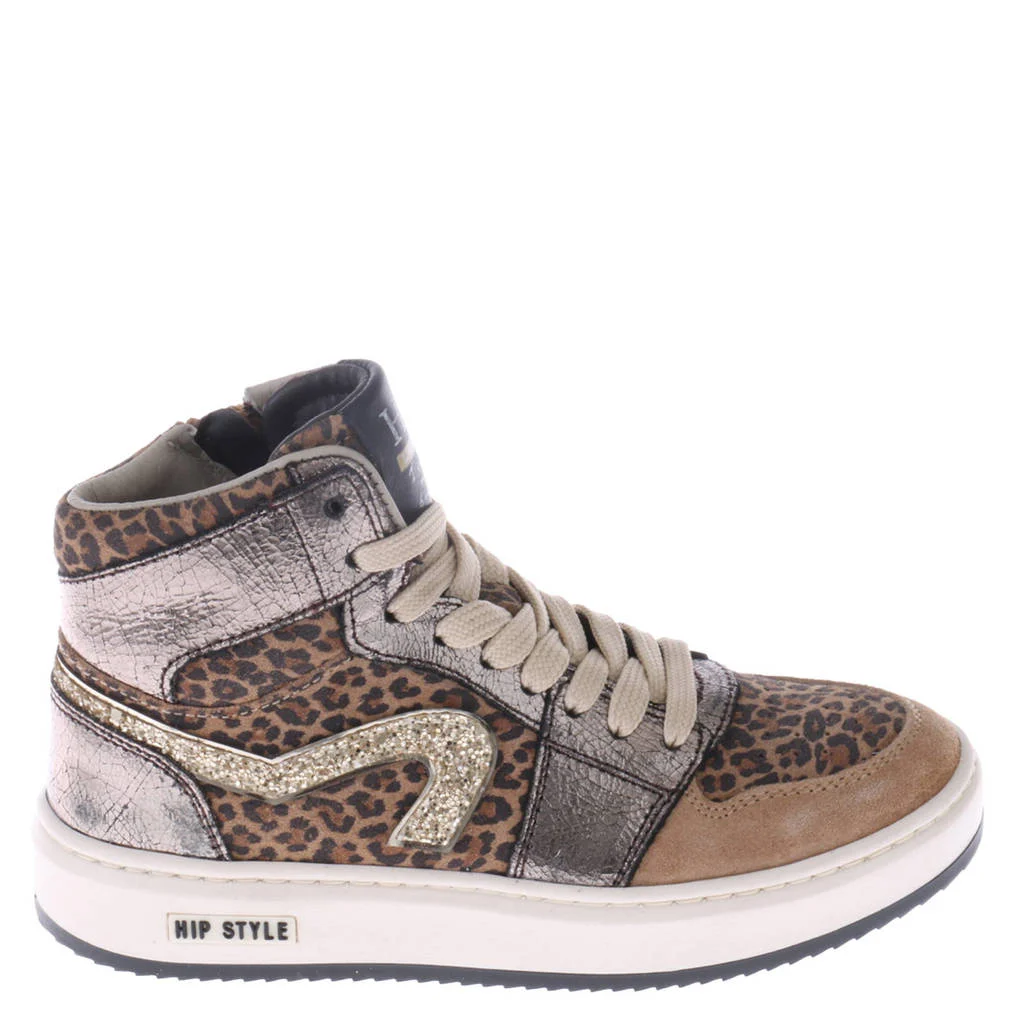Hip leren sneakers bruin/panter