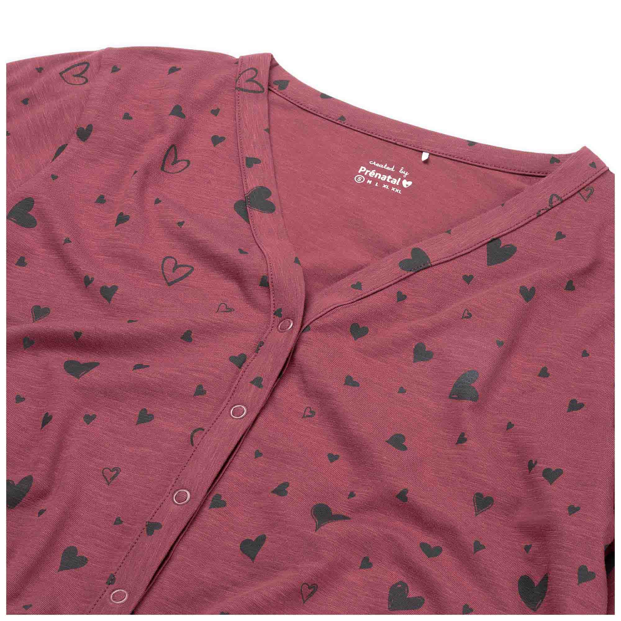 Prénatal zwangerschapsnachtjapon lange mouwen all over print rood