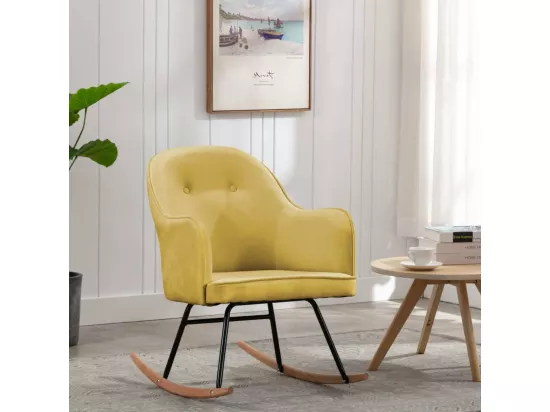 Chaise à bascule Jaune moutarde Velours