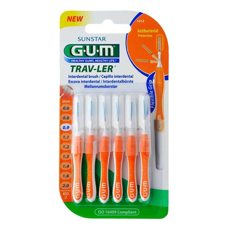 GUM Trav-Ler 0,9mm Kerze orange Intendent. + 6Kappen, 6 St