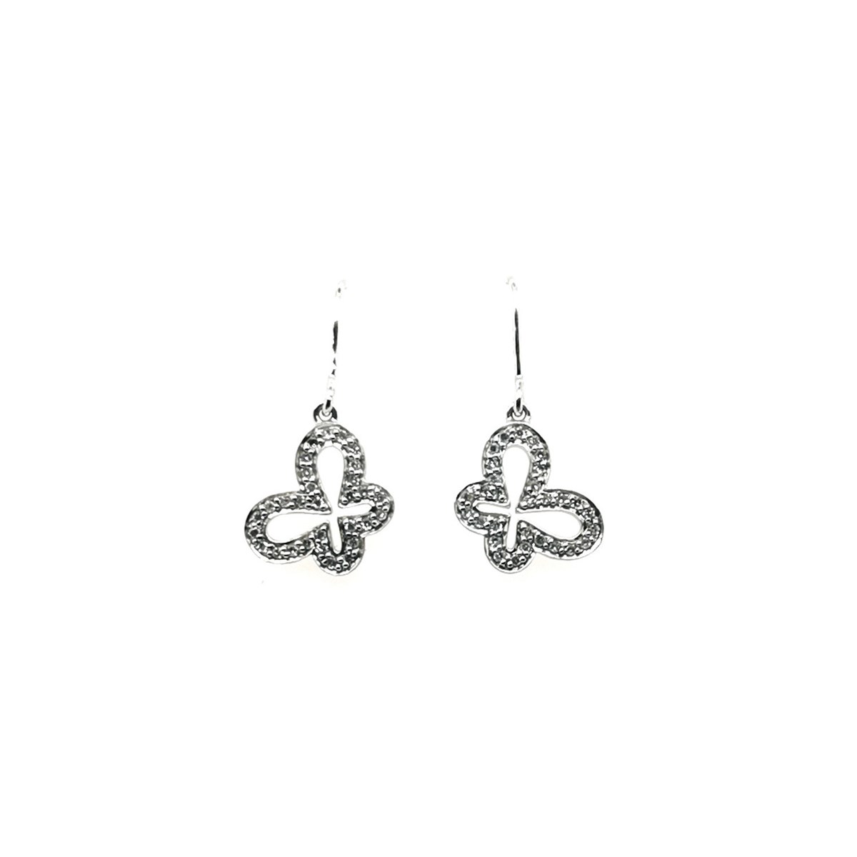 Boucles d'oreilles papillons or blanc 9 carats375/1000