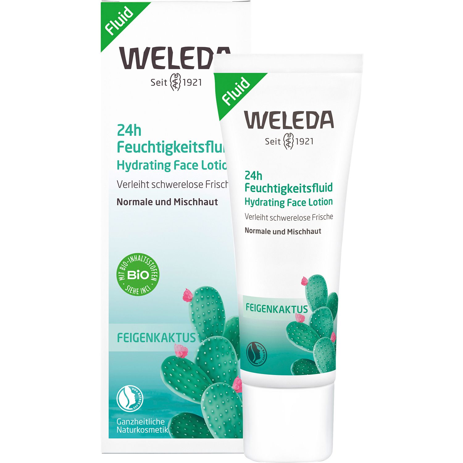 Weleda Feigenkaktus 24h Feuchtigkeits-Fluid - mattiert und zieht schnell ein, nicht komedogen
