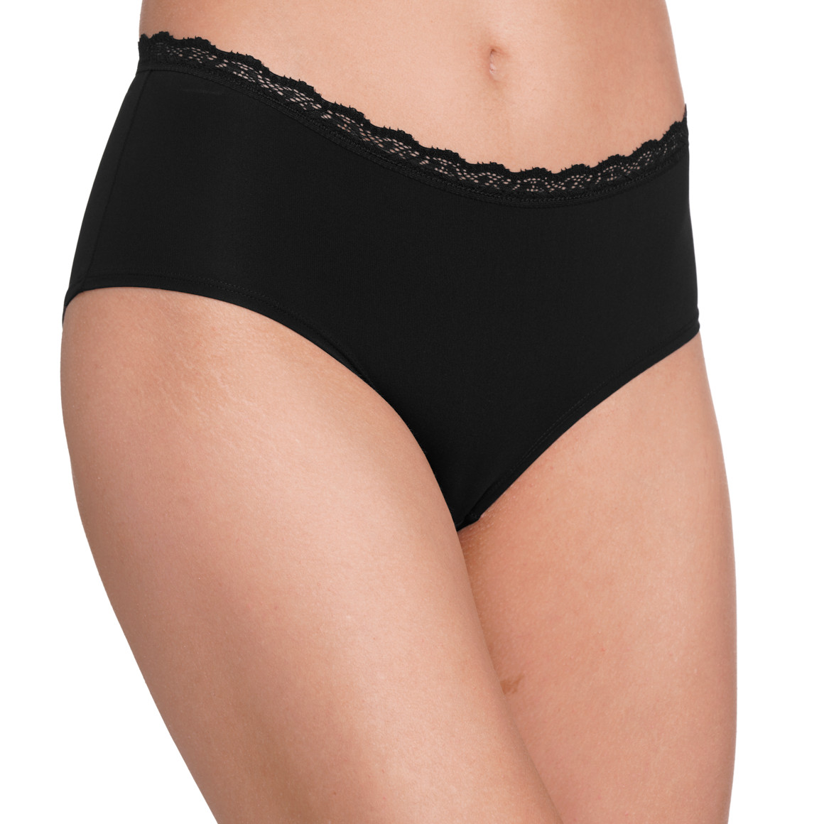Gina Benotti 3 Damen Pantys mit Spitzenbund schwarz