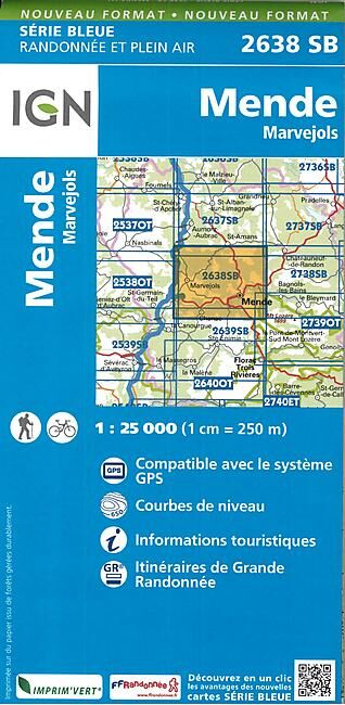 IGN - 2638 SB MENDE MARVEJOLS 1 25 000