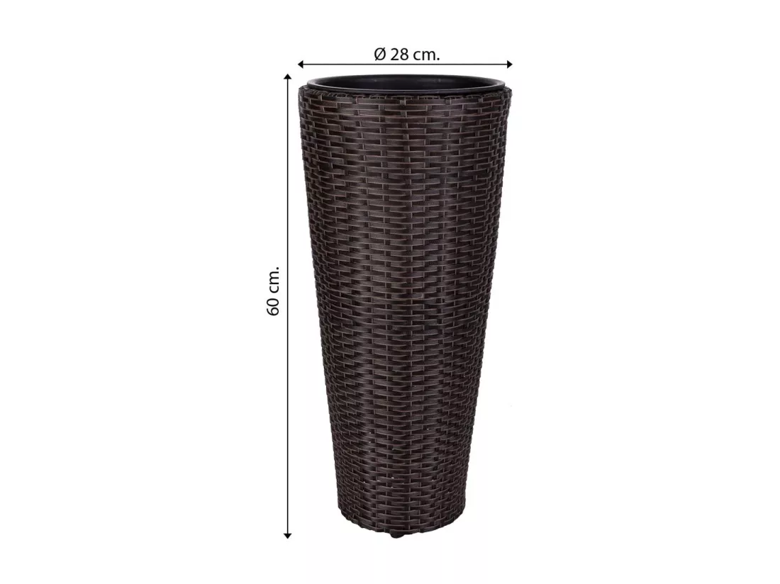Cache-pot en rotin marron d28x60h