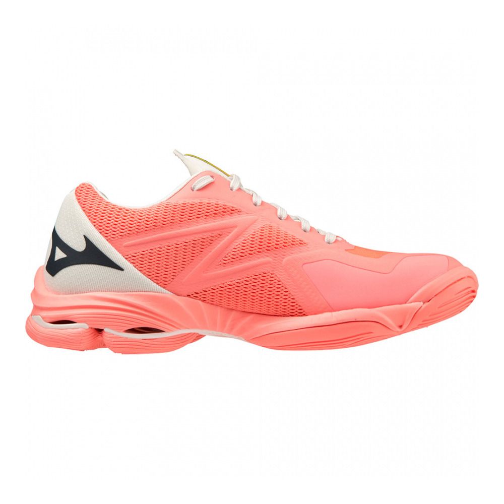 Mizuno WAVE LIGHTNING Z7 - Chaussures volleyball Femme candy coral/black/bolt(neon)