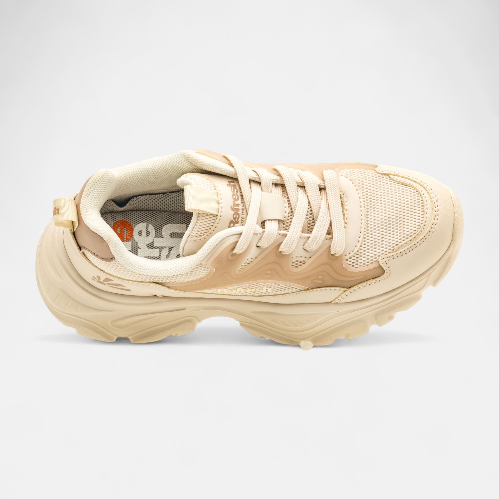 Baskets basses à talon compensé Femme beige