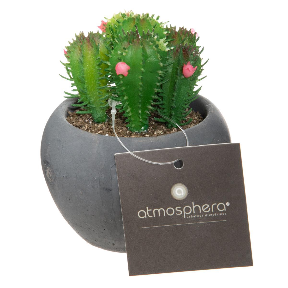 CACTUS POT CIMENT NOIR D.6.5CM