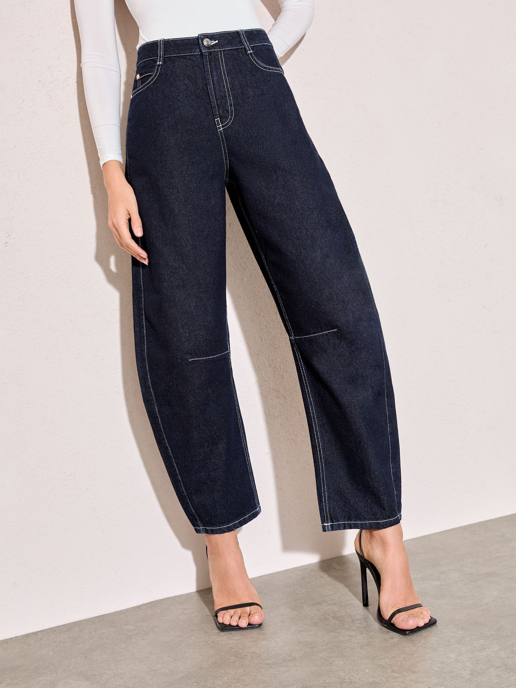 Blauw met wassing - Friends Like These - Denim barrel jeans
