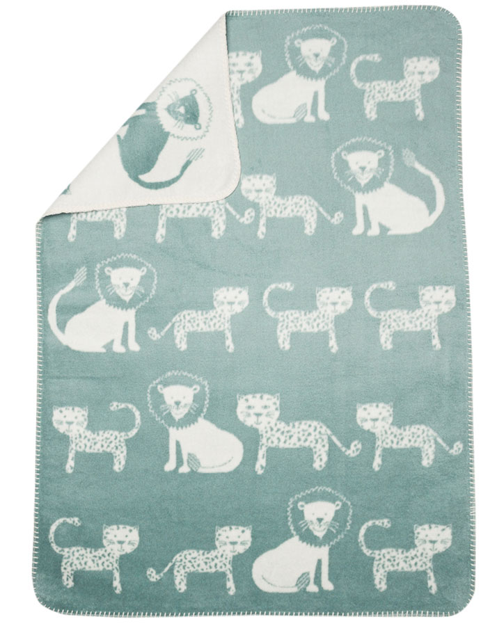 Babydecke LÖWE & LEOPARD (75x100) in mint
