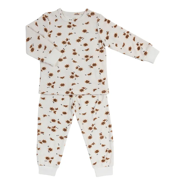 Bonjour Little Pyjama Velours de Coton Bio Anis Etoilé | Ecru