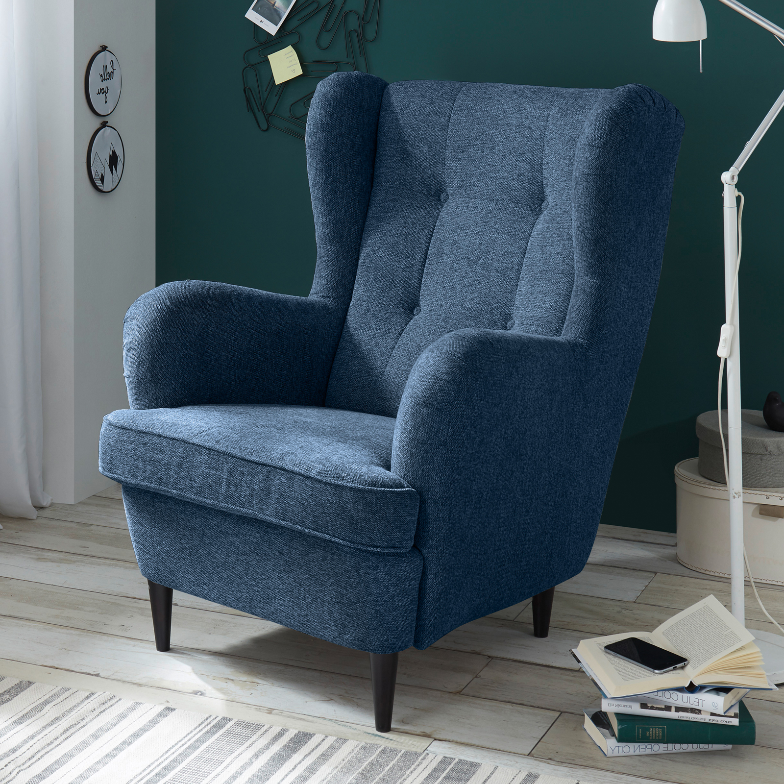 Ohrensessel - dunkelblau - 78 cm breit