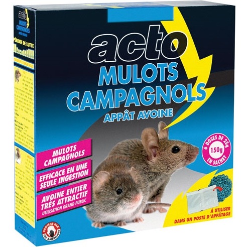 Appât céréales - mulots- campagnols - 150 g - 6 sachets de 25 g