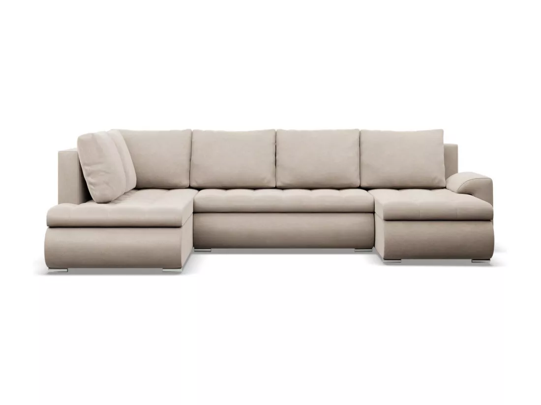 Canapé d'angle en U avec fonction sommeil, Ottoman, Beige