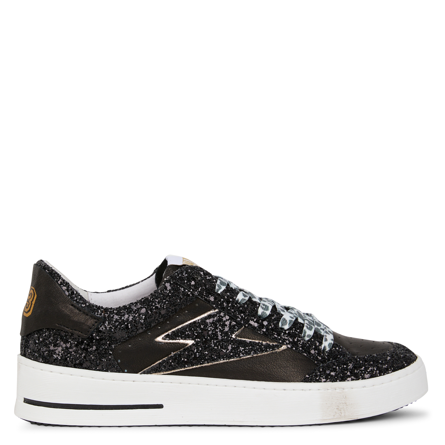 NOUBAR - Baskets basses en cuir à paillettes | Noir