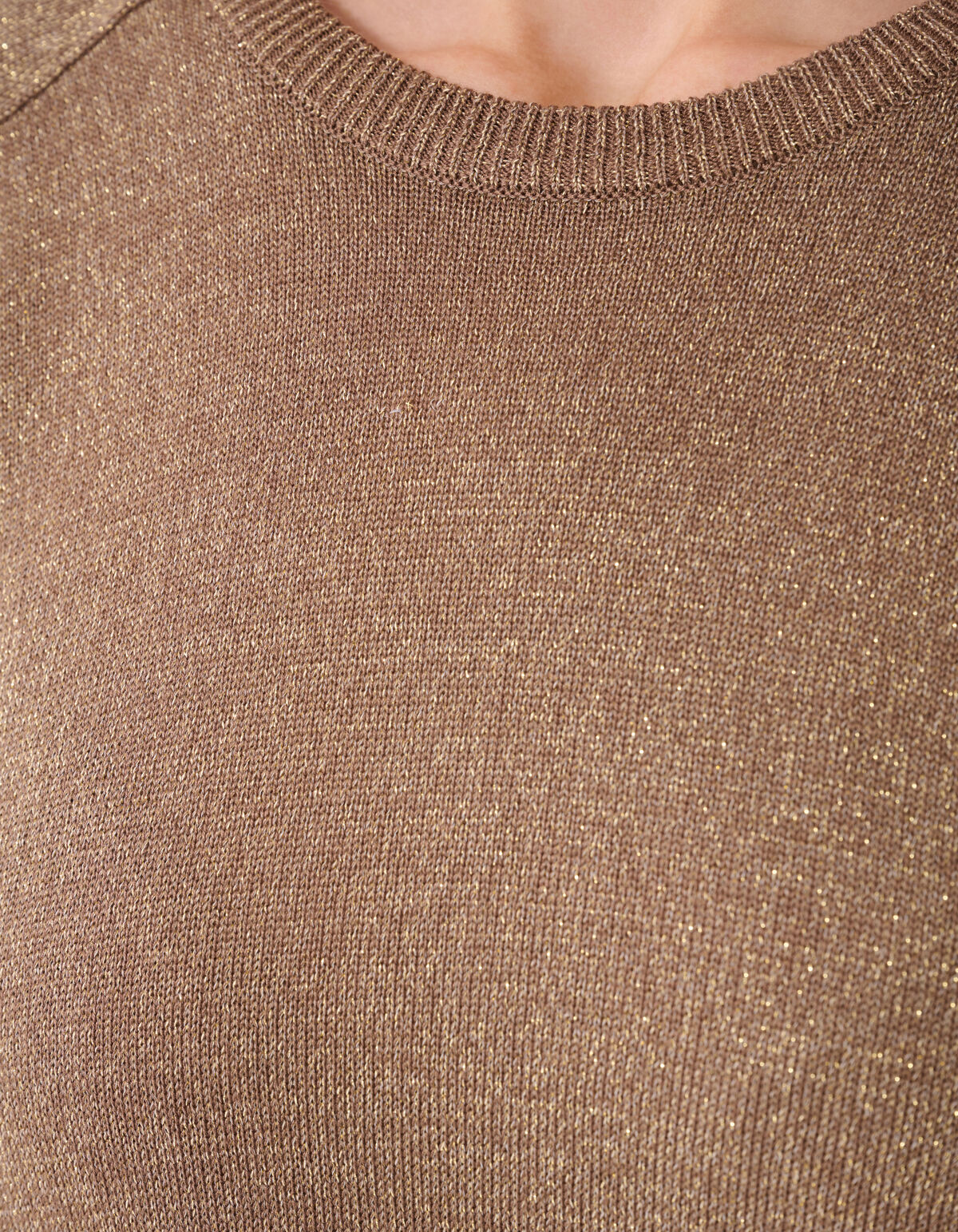 Short Sleeve Glitter Trui Bruin