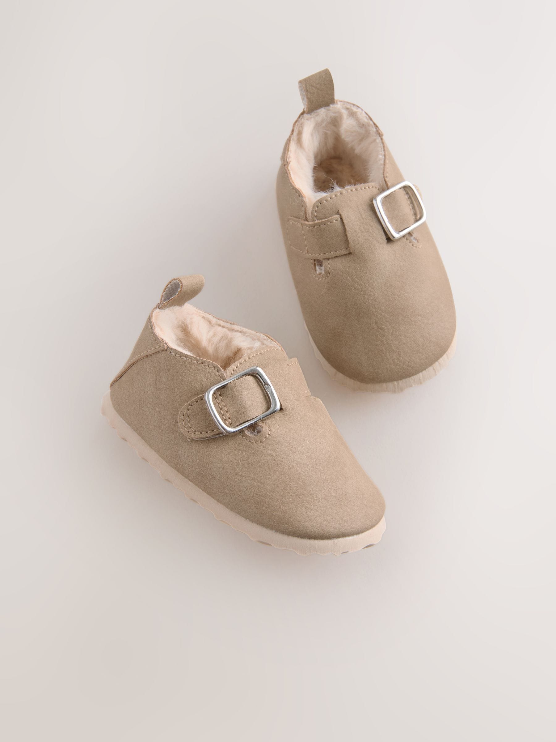 Beige - Babyklompjes met imitatiebontvoering (0-24maanden)