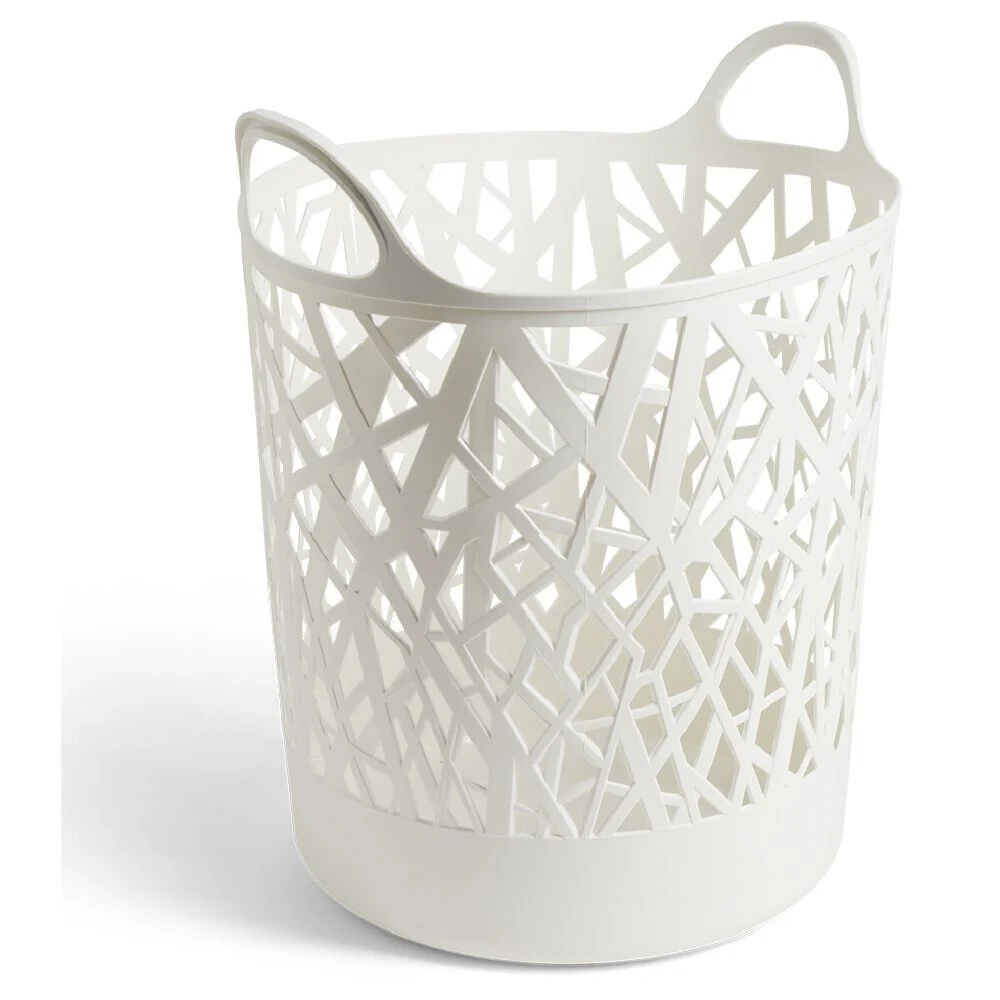 Panière à linge ronde plastique blanc 45L