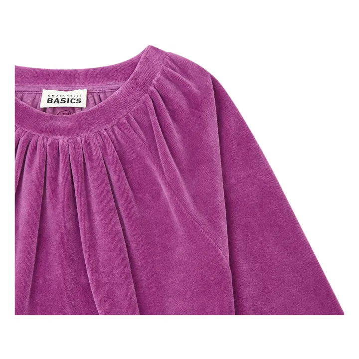 SMALLABLE BASICS Robe Fille Courte à Volants en Velours | Rose fuschia