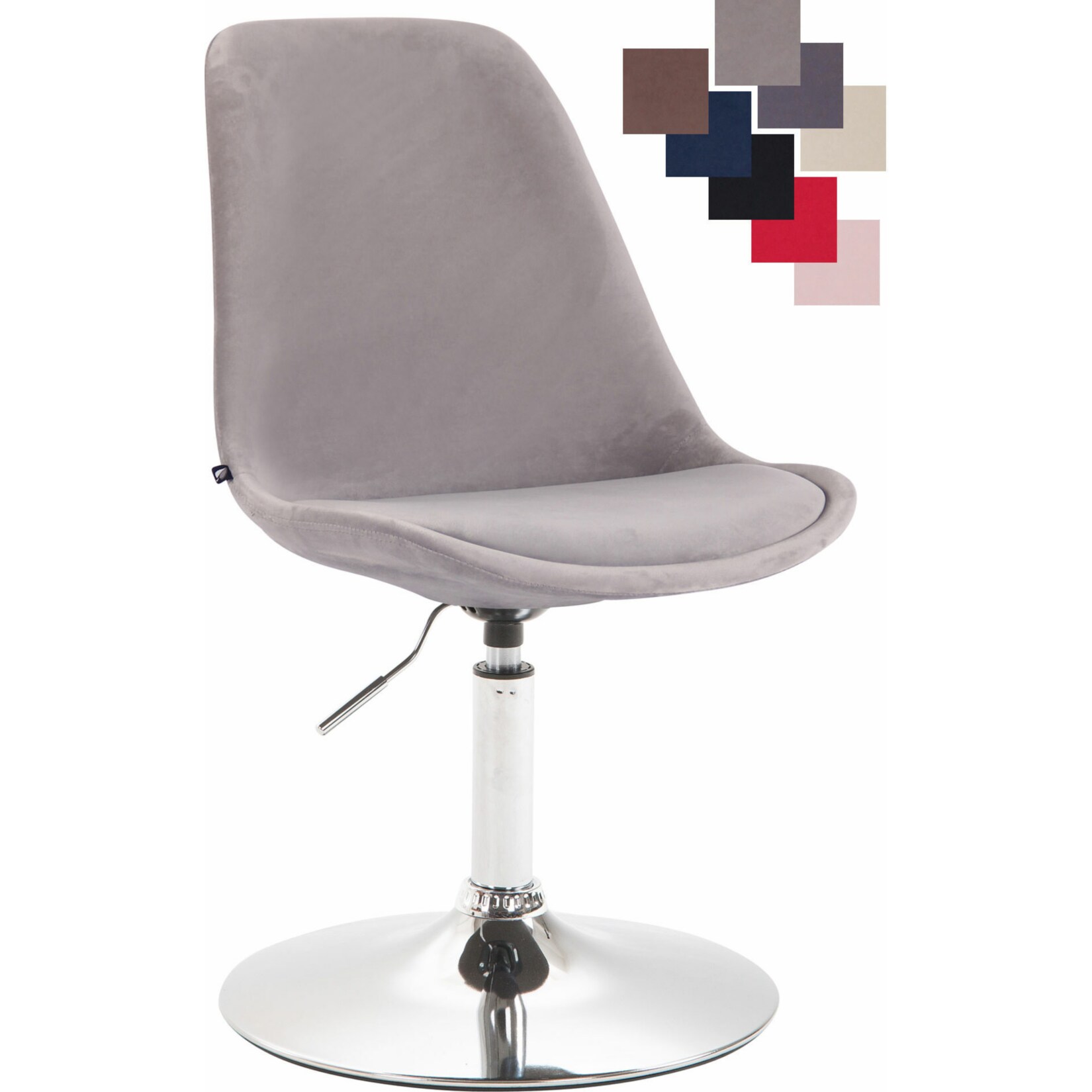 CLP Esszimmerstuhl Maverick Samt I Höhenverstellbarer Lehnstuhl I Drehstuhl Mit Trompetenfuß I Sitzhöhe Von Ca. 43 - 48 cm