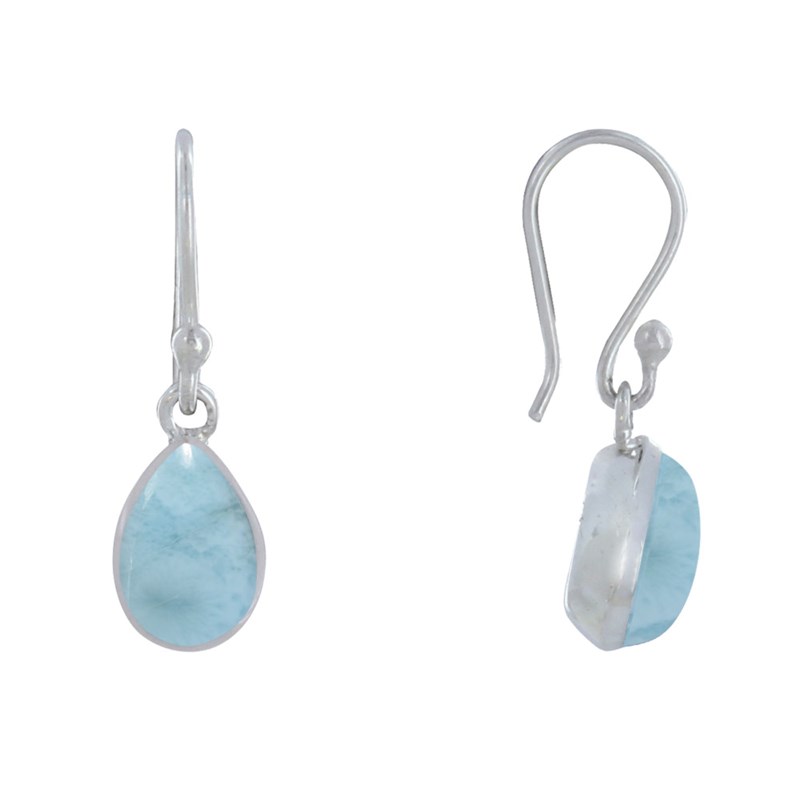 Boucles d'Oreilles Argent Crochet Petite Goutte de Larimar