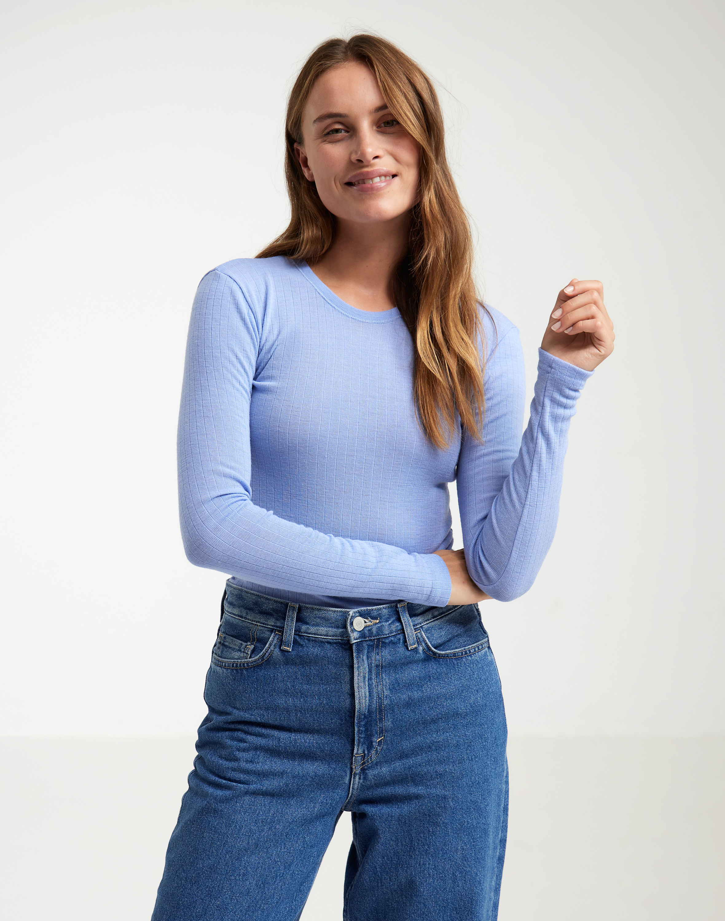 Shirt van merinowol voor dames in Grijsmelange