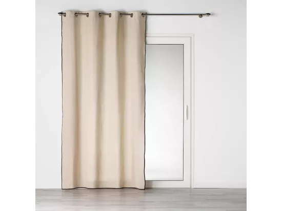 Rideau à oeillets en polycoton uni Capria - Beige - 140 x 240 cm